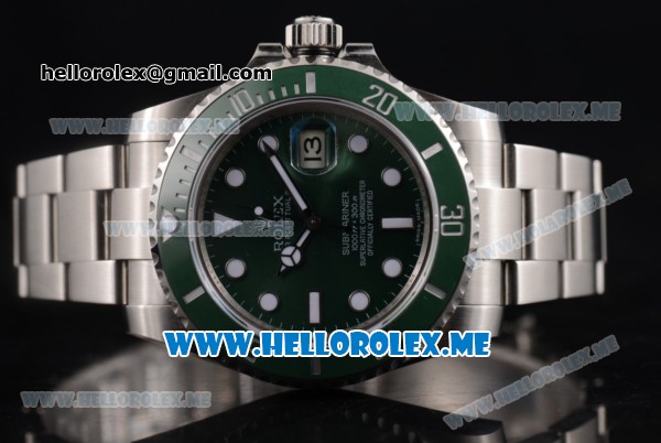 Rolex Submariner Clone Rolex 3135 Automatic Stainless Steel Case/Bracelet with Green Dial and Dot Markers - 1:1 Original (GF) - Click Image to Close